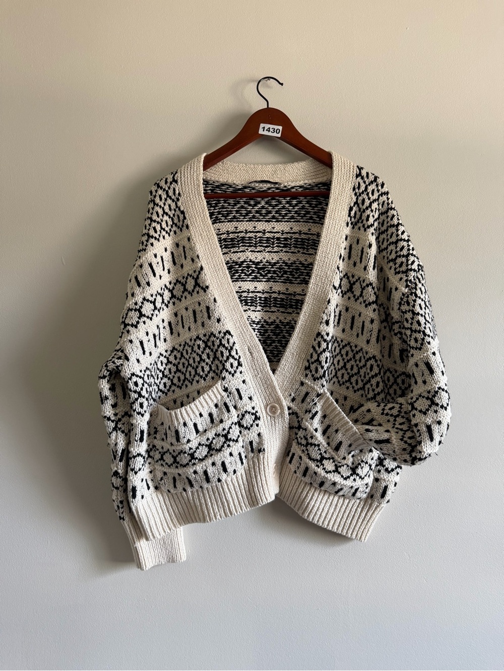 Dex Fair Isle Nordic Oversized Cardigan XL Cottagecore Granola Knit